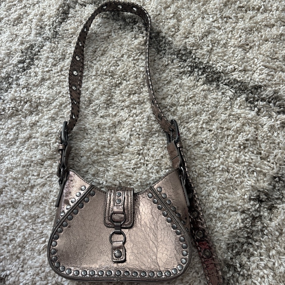 Urban Outfitters Silver Shoulder Bag with Braided Trim